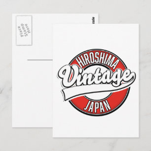 Postal logotipo de estilo vintage de Hiroshima Japón