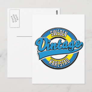 Postal logotipo de estilo vintage de karlstad suecia.
