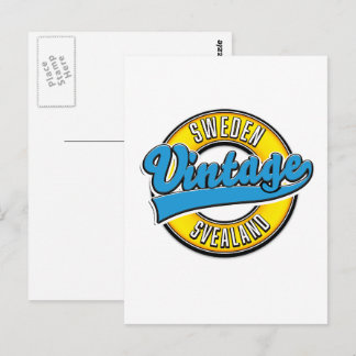 Postal logotipo de estilo vintage de Svealand Suecia