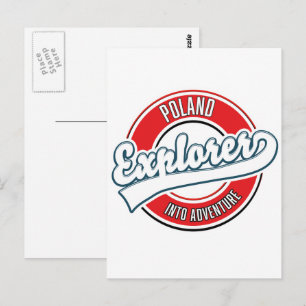 Postal logotipo de explorador de Polonia en aventura