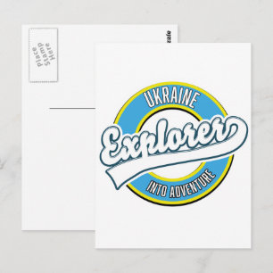 Postal logotipo de explorador de Ucrania en la aventura.