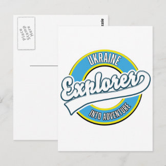 Postal logotipo de explorador de Ucrania en la aventura.