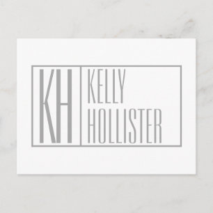 Postal Logotipo de iniciales y nombre gris moderno