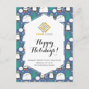 Postal Logotipo de invierno navidades Penguins Cute Busin