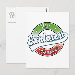 Postal Logotipo de Italia explorador en aventura.