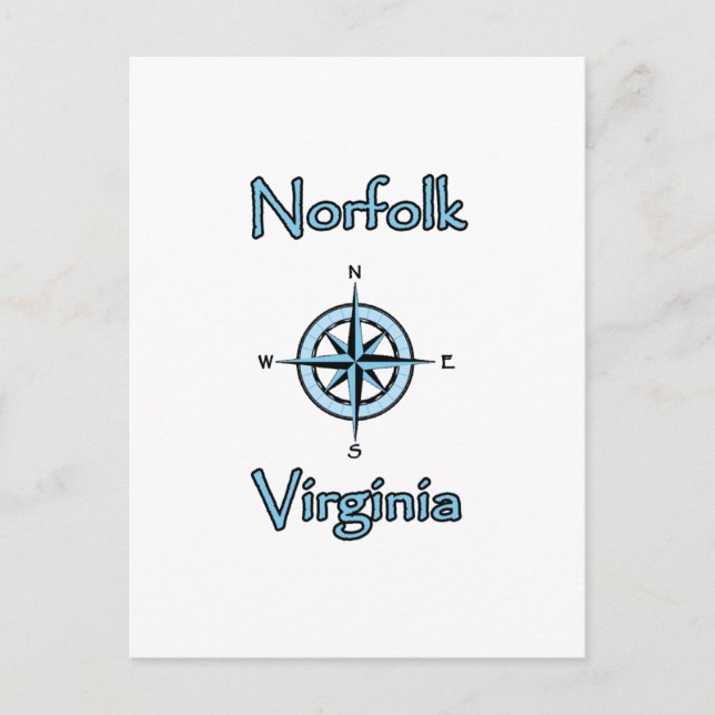 Postal Logotipo de la brújula de Norfolk Virginia (Anverso)