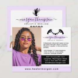 Postal Logotipo de marketing de masaje Reiki de manos y f