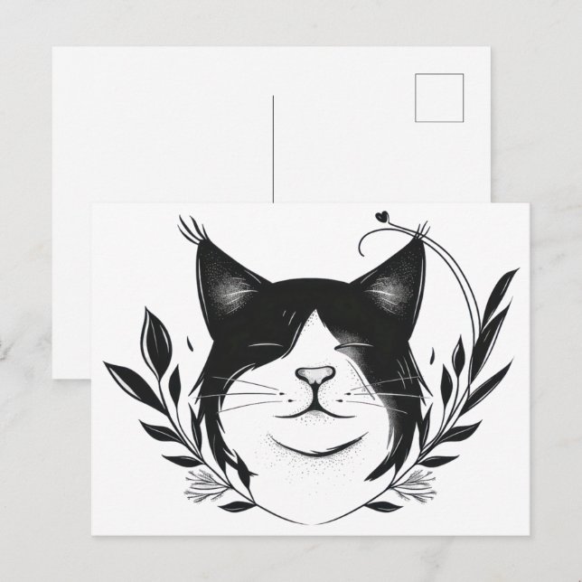 Postal Logotipo de mascota ilustrado (Anverso / Reverso)