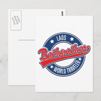 Postal logotipo de mochilero viajero mundial laos