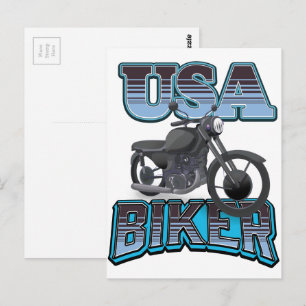 Postal logotipo de motociclista estadounidense