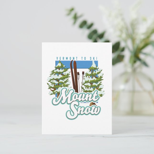 Postal logotipo de Mount Snow Vermont Ski. (Anverso de pie)