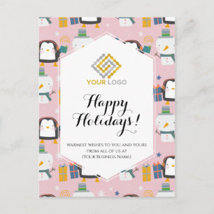 Postal Logotipo de navidades Penguins Cute Snowmen Busine