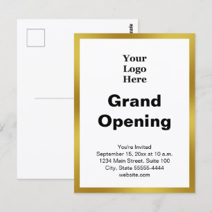 Postal Logotipo de negocio de gran inauguración Invitació