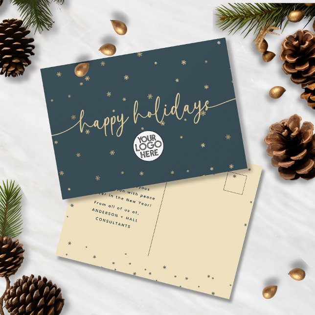 Postal Logotipo de negocios de vacaciones felices Minimal (Subido por el creador)