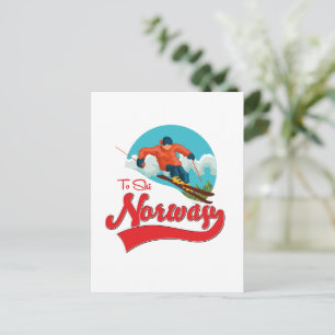 Postal logotipo de Noruega para esquiar.