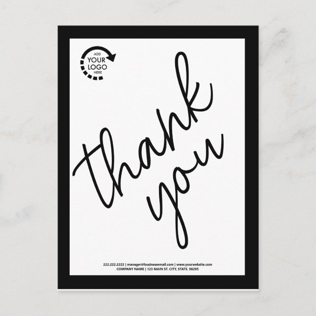 Postal Logotipo de personalizado Empresa Negra Moderna (Anverso)