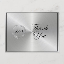 Postal Logotipo de plata de negocios Gracias