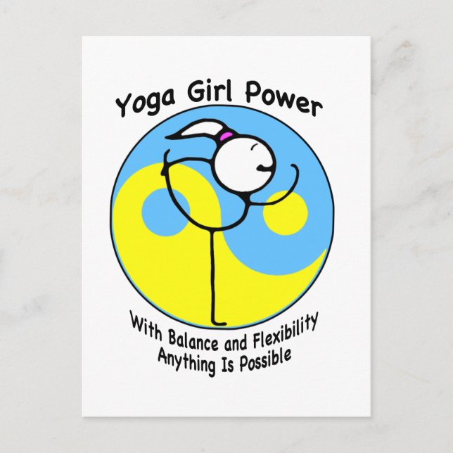 Postal Logotipo de poder del Chica de yoga (Anverso)