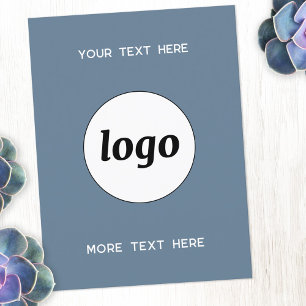 Postal Logotipo de promoción de negocios Dusty Blue