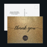 Postal Logotipo de Purpurina Gold Business<br><div class="desc">Personalice esta plantilla de postal sencilla y fácil de usar con el logotipo, el mensaje, el nombre y la dirección de retorno de su empresa. Hágale saber a sus clientes, clientes, clientes que están agradecidos por su apoyo durante estos tiempos inciertos. Con un fondo de purpurina dorado impreso y un...</div>