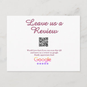 Postal logotipo de reseña comercial de Google Scan QR rev