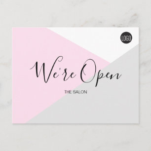 Postal logotipo de Salón Rosa Estamos Abiertos seguridad