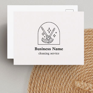 Postal Logotipo de Servicios de Limpieza de Hogar Minimal