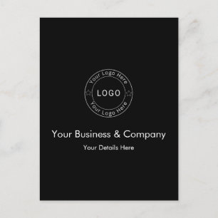 Postal Logotipo de su empresa en negro personalizado