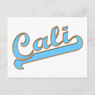 Postal Logotipo de surfista de Cali California en azul