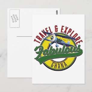 Postal logotipo de Viaja explora el fabuloso Ghana