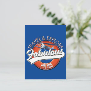 Postal logotipo de viaje explorar fabuloso Polonia
