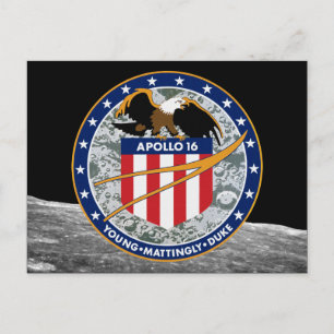 Postal Logotipo del parche de la misión de la NASA Apolo