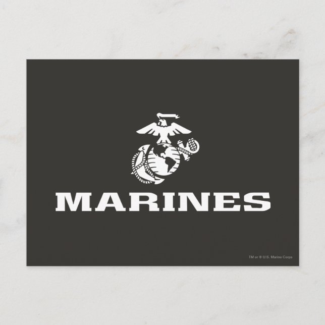 Postal Logotipo del USMC apilado - blanco (Anverso)