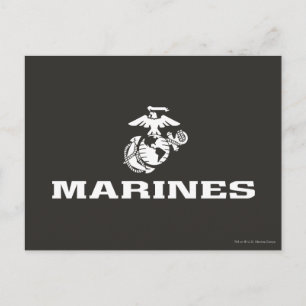 Postal Logotipo del USMC apilado - blanco