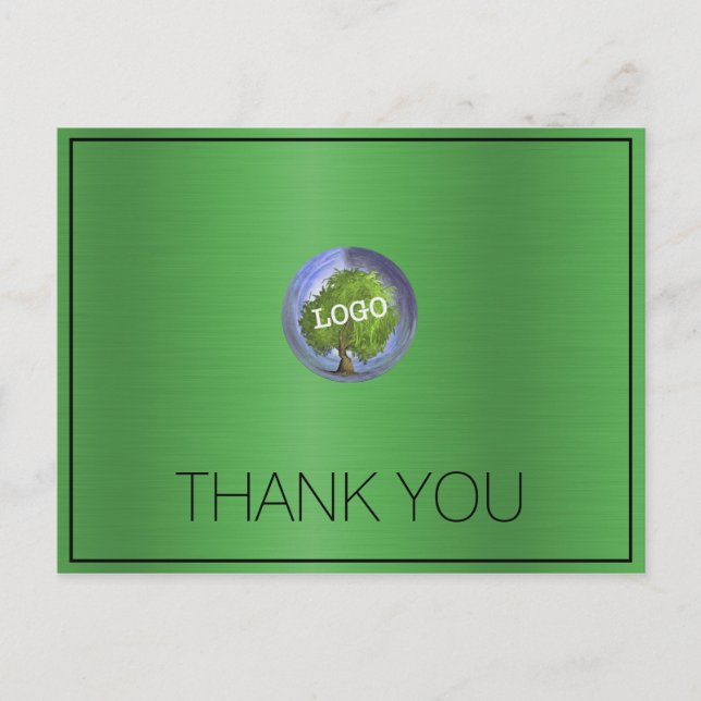 Postal Logotipo empresarial Hierba Verde Gracias (Anverso)