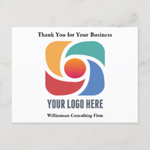 Postal Logotipo Empresarial Personalizado Gracias Minimal