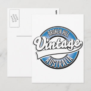 Postal Logotipo estilo vintage de Broken Hill Australia.