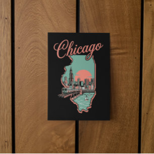 Postal Logotipo minimalista de la ciudad de Chicago Illin