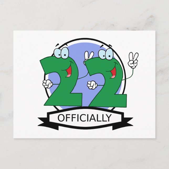 Postal Logotipo oficial de cumpleaños 22 (Anverso)