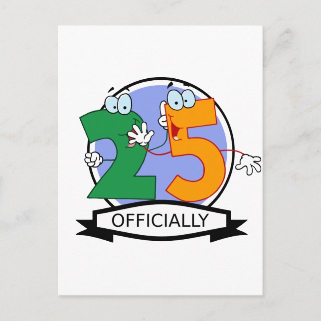 Postal Logotipo oficial de cumpleaños 25 (Anverso)