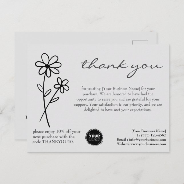 Postal Logotipo Personalizado y Código QR Agradecimiento  (Anverso / Reverso)