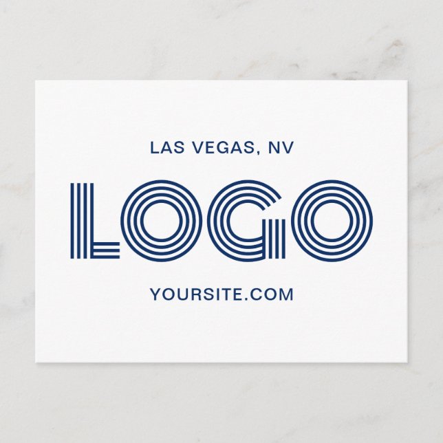 Postal Logotipo rectangular moderno azul marino (Anverso)