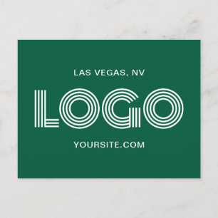 Postal Logotipo rectangular moderno de color verde cazado