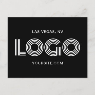 Postal Logotipo rectangular moderno en blanco y negro