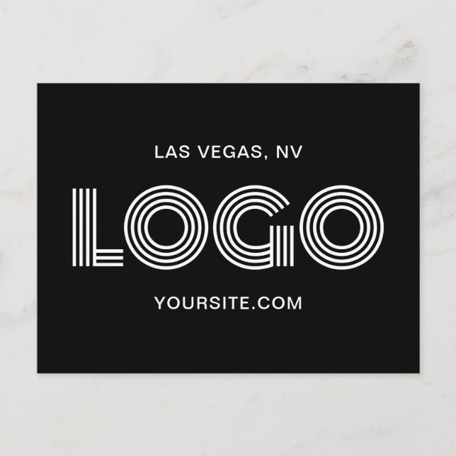 Postal Logotipo rectangular moderno en blanco y negro (Anverso)