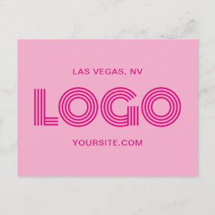 Postal Logotipo rectangular moderno rosa caliente