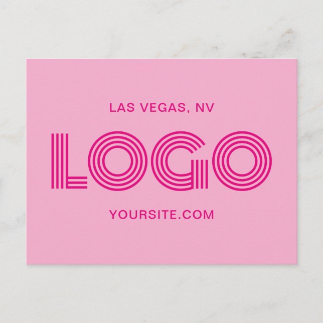 Postal Logotipo rectangular moderno rosa caliente (Anverso)