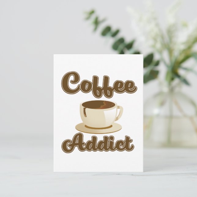 Postal Logotipo retro de adicto al café (Anverso de pie)