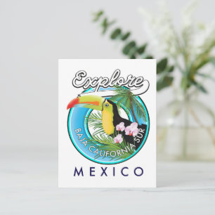 Postal Logotipo retro de Baja California Sur México