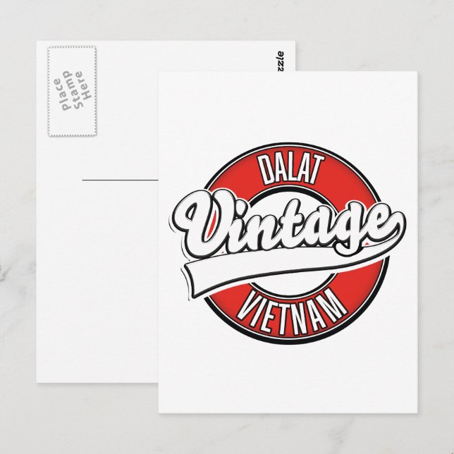 Postal Logotipo retro de Dalat Vietnam (Anverso / Reverso)